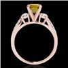 Image 2 : 1.50 CTW Certified SI Intense Yellow Diamond 3 Stone Solitaire Ring 10K Rose Gold - REF-172H7M - 354