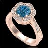 Image 1 : 1.33 CTW Fancy Intense Blue Diamond Solitaire Art Deco Ring 18K Rose Gold - REF-227N3A - 37958