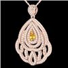 Image 2 : 2 CTW Yellow Sapphire & Micro VS/SI Diamond Designer Necklace 14K Rose Gold - REF-178A2V - 21276