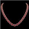 Image 1 : 52.15 CTW Ruby & Diamond Necklace Rose Gold 10K Rose Gold - REF-655K3W - 40950