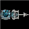 Image 2 : 5 CTW Certified Intense Blue SI Diamond Solitaire Stud Earrings 10K White Gold - REF-1147M2F - 33148