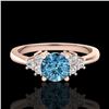 Image 2 : 0.75 CTW Fancy Intense Blue Diamond Engagement Classic Ring 18K Rose Gold - REF-101A8V - 37587