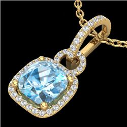 3.50 CTW Topaz & Micro VS/SI Diamond Certified Necklace 18K Yellow Gold - REF-60N7A - 22994