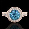Image 2 : 1.91 CTW Fancy Intense Blue Diamond Solitaire Art Deco Ring 18K Rose Gold - REF-263R6K - 37685