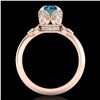 Image 4 : 1.75 CTW Fancy Intense Blue Diamond Solitaire Art Deco Ring 18K Rose Gold - REF-236R4K - 37405