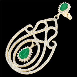 6.40 CTW Emerald & Micro Pave VS/SI Diamond Certified Earrings 14K Yellow Gold - REF-303R5K - 22426