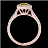 Image 2 : 2 CTW Certified SI/I Fancy Intense Yellow Diamond Solitaire Halo Ring 10K Rose Gold - REF-210X9R - 3