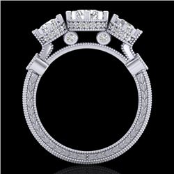 1.75 CTW VS/SI Diamond Solitaire Art Deco 3 Stone Ring 18K White Gold - REF-309M3F - 37070