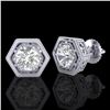 Image 2 : 1.07 CTW VS/SI Diamond Solitaire Art Deco Stud Earrings 18K White Gold - REF-190M9F - 36899