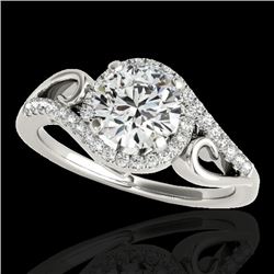 1.25 CTW H-SI/I Certified Diamond Solitaire Halo Ring 10K White Gold - REF-155W5H - 34168