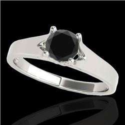 1.50 CTW Certified VS Black Diamond Solitaire Ring 10K White Gold - REF-51H5M - 35167