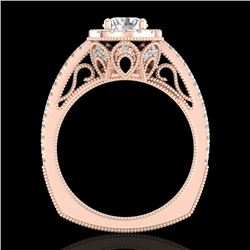 1.55 CTW VS/SI Diamond Solitaire Art Deco Ring 18K Rose Gold - REF-263V6Y - 37116