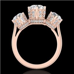 3.06 CTW VS/SI Diamond Solitaire Art Deco 3 Stone Ring 18K Rose Gold - REF-585Y8X - 36849