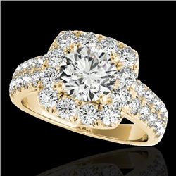 2.25 CTW H-SI/I Certified Diamond Solitaire Halo Ring 10K Yellow Gold - REF-229A3V - 33636