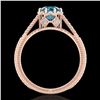 Image 4 : 1.25 CTW Fancy Intense Blue Diamond Solitaire Art Deco Ring 18K Rose Gold - REF-195M5F - 37524