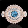 Image 2 : 2.62 CTW Intense Blue Diamond Solitaire Art Deco 3 Stone Ring 18K Rose Gold - REF-290V9Y - 37923