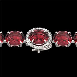 65 CTW Pink Tourmaline & Micro VS/SI Diamond Halo Bracelet 14K White Gold - REF-772A2V - 22273