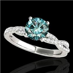 1.25 CTW SI Certified Fancy Blue Diamond Solitaire Ring 10K White Gold - REF-152A5V - 35237
