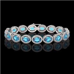 24.32 CTW Swiss Topaz & Diamond Bracelet White Gold 10K White Gold - REF-252K7W - 41027