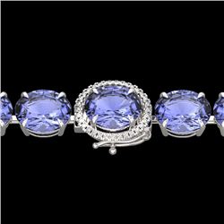 75 CTW Tanzanite & Micro Pave VS/SI Diamond Halo Bracelet 14K White Gold - REF-865M6F - 22280