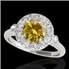 Image 1 : 1.50 CTW Certified SI/I Fancy Intense Yellow Diamond Solitaire Halo Ring 10K White Gold - REF-180A2V