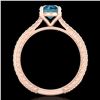Image 4 : 1.45 CTW Fancy Intense Blue Diamond Solitaire Art Deco Ring 18K Rose Gold - REF-209N3A - 37755