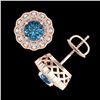 Image 4 : 1.32 CTW Fancy Intense Blue Diamond Art Deco Stud Earrings 18K Rose Gold - REF-218A2V - 37839
