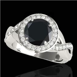 2 CTW Certified VS Black Diamond Solitaire Halo Ring 10K White Gold - REF-94R7K - 33279