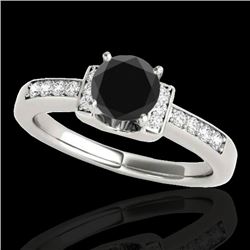 1.11 CTW Certified VS Black Diamond Solitaire Ring 10K White Gold - REF-45W5H - 34831
