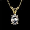 Image 1 : 0.50 CTW Certified VS/SI Quality Oval Diamond Solitaire Necklace 10K Yellow Gold - REF-79Y5X - 33165