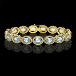 18.38 CTW Aquamarine & Diamond Bracelet Yellow Gold 10K Yellow Gold - REF-320V9Y - 41020