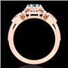 Image 4 : 1.01 CTW Fancy Intense Blue Diamond Art Deco 3 Stone Ring 18K Rose Gold - REF-165R5K - 37468