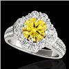 Image 1 : 2.81 CTW Certified SI/I Fancy Intense Yellow Diamond Solitaire Halo Ring 10K White Gold - REF-361V8Y