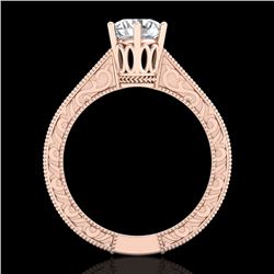 1 CTW VS/SI Diamond Solitaire Art Deco Ring 18K Rose Gold - REF-330F2N - 36927