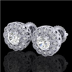 1.32 CTW VS/SI Diamond Solitaire Art Deco Stud Earrings 18K White Gold - REF-245A5V - 37052