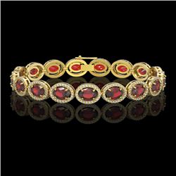 21.98 CTW Garnet & Diamond Bracelet Yellow Gold 10K Yellow Gold - REF-247F6N - 41041