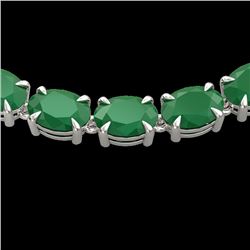 68 CTW Emerald Eternity Designer Inspired Tennis Necklace 14K White Gold - REF-234W9H - 23401