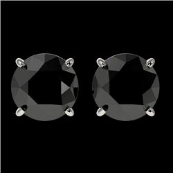 2.09 CTW Fancy Black VS Diamond Solitaire Stud Earrings 10K White Gold - REF-43V5Y - 36646