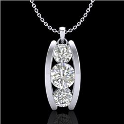 1.07 CTW VS/SI Diamond Solitaire Art Deco Stud Necklace 18K White Gold - REF-158H2M - 37013