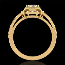 0.53 CTW VS/SI Diamond Art Deco Ring 18K Yellow Gold - REF-136X4R - 36871