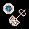 Image 4 : 1.07 CTW Fancy Intense Blue Diamond Art Deco Stud Earrings 18K Rose Gold - REF-118X2R - 37937