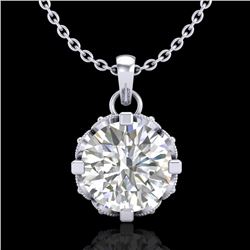 1.14 CTW VS/SI Diamond Solitaire Art Deco Stud Necklace 18K White Gold - REF-205R5K - 36842