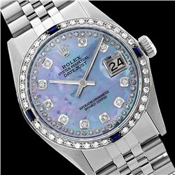 Rolex Men's Stainless Steel, QuickSet, Diam Dial & Diam/Sapphire Bezel - REF-557M6F