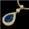 Image 1 : 2.75 CTW Sapphire & Micro Pave VS/SI Diamond Necklace Designer 18K Yellow Gold - REF-57M3F - 23141