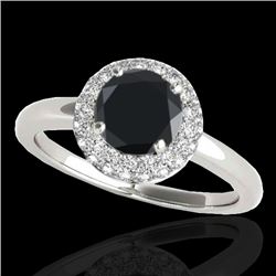 1.43 CTW Certified VS Black Diamond Solitaire Halo Ring 10K White Gold - REF-65X6R - 33664