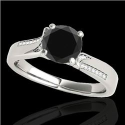 1.18 CTW Certified VS Black Diamond Solitaire Ring 10K White Gold - REF-59W5H - 35286