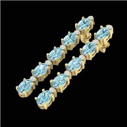 10.36 CTW Sky Blue Topaz & VS/SI Certified Diamond Earrings 10K Yellow Gold - REF-53M3F - 29412