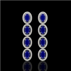 6.47 CTW Sapphire & Diamond Earrings White Gold 10K White Gold - REF-109R5K - 40901