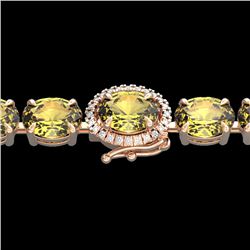 19.25 CTW Citrine & VS/SI Diamond Tennis Micro Pave Halo Bracelet 14K Rose Gold - REF-109K3W - 40225