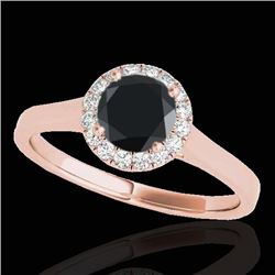 1.11 CTW Certified VS Black Diamond Solitaire Halo Ring 10K Rose Gold - REF-59N3A - 33818